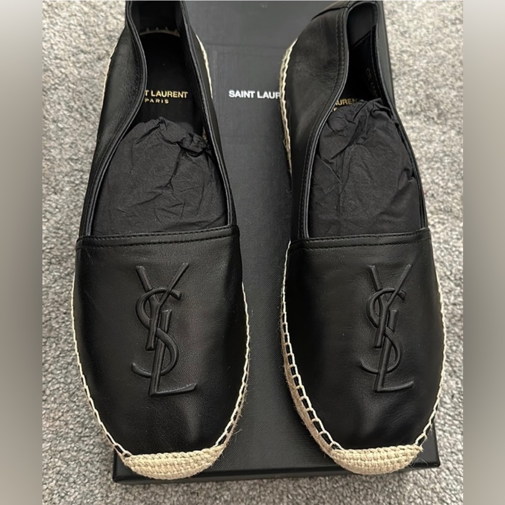 😍Saint Laurent YSL women black espadrille/shoes flat😍